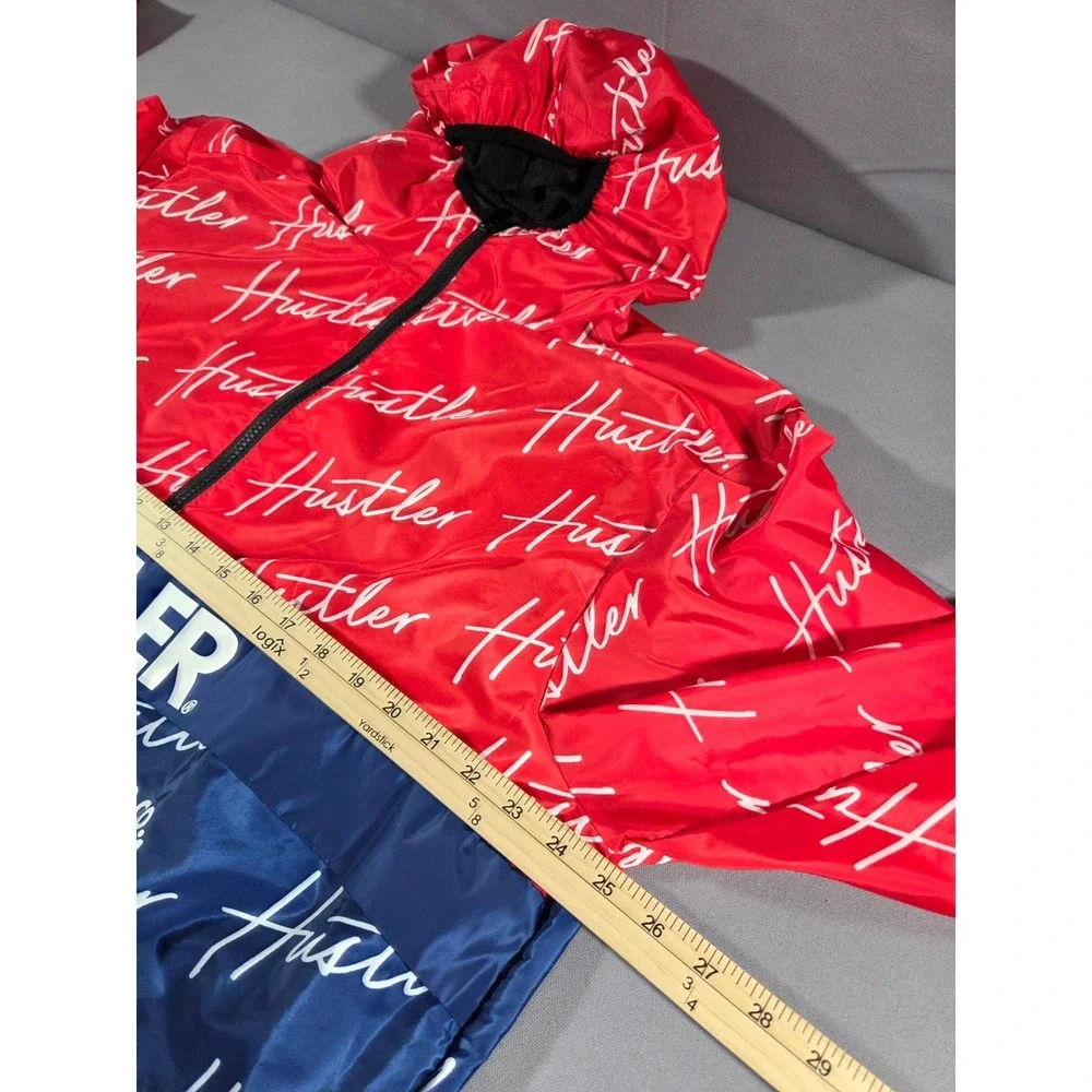 Reason Jacket Mens Extra Large Red Blue Hustler Edition AOP Windbreaker Hooded